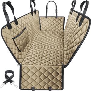 URPOWER Dog Car Seat Cover for Pets 100% Waterproof Seat Cover Hammock 600D Heavy Duty Scratch Proof Nonslip Durable Soft Back Seat Covers for Cars Trucks and SUVs (Standard - 54" Length, Light Brown)