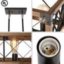 Giluta Rectangle Wood Chandelier Farmhouse Style Dining Room Kitchen Lighting Fixtures, 5 Lights Ceiling Hanging Pendant Lighting UL Listed