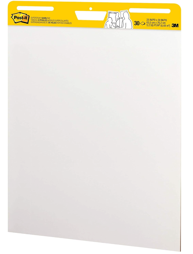 Super Sticky Easel Pad 25 in x 30 in White 30 Sheets