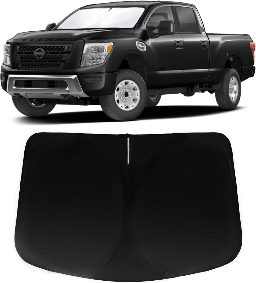 Windshield Sun Shade for Nissan Titan 2020-2024, Car Front Window Sunshade with 240T Sun Visor Protector Blocks UV Rays Heat Sun Shield Accessories