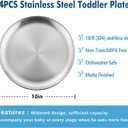 HaWare 4-Piece 18/8 Stainless Steel Plates, Metal 304 Dinner Dishes for Kids Toddlers Children, 10 Inches Feeding Serving Camping Plates, Reusable and Dishwasher Safe