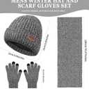 Mens Hat and Gloves Set, Warm Beanie Knit Long Scarf Fleece Lined Winter Hats Touchscreen Gloves for Men (Style A-white Black)