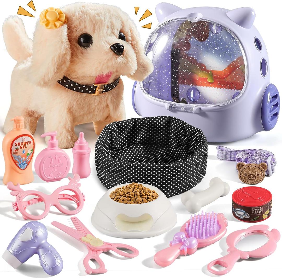Vanvimen 16 Pcs Robot Dog Toys for Girls, Toys for 3 4 5 6 7 8 Year Old Girls Kids Boys, Realistic Robot Puppy Toddlers Girl Toy for 5-7 6-8, Ideas Birthday Gifts for Girl 3 4 5 6 Year Old
