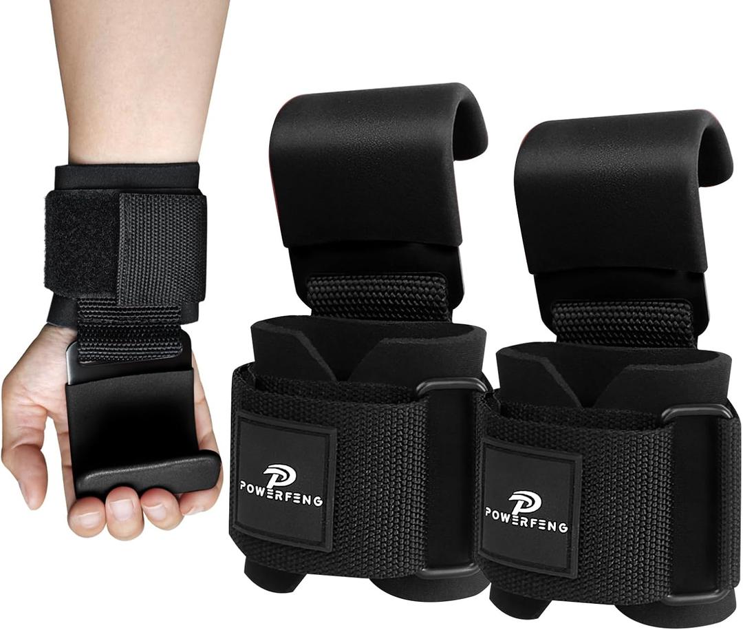 Lifting Hooks for Weight Lifting: Weightlifting Hooks Wrist Straps Hand Grip Support for Deadlift Weightlifting Gym Gloves for Men & Women (Black)