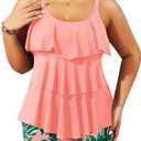Yonique Women's Plus Size Tankini Swimsuits with Shorts Two Piece Bathing Suits Ruffle Swimsuits Tummy Control Swimwear, Size 24W