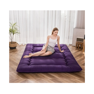 MAXYOYO Japanese Floor Futon Mattress, Roll Up Floor Mattress for Adults Foldable Tatami Mat Sleeping Pad Dormitory Bed Lounger, Purple, Queen Size