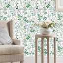 2 x Dimoon 17.3''x78.7''Peel and Stick Wallpaper Renter Friendly Contact Paper Floral Wallpaper Wall Art Waterproof Kitchen Bathroom Cabinet Drawers Thickening Waterproof Stick on Paper Pink Vinyl Wrap (White & Green)