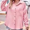 Oversized Button Down Shirts for Women Cotton Boyfriend Long Sleeve Work Blouses Tops (XL)