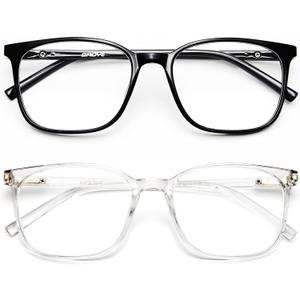 Gaoye Ultralight Blue Light Glasses for Women - Computer Protection Glasses for All Day Comfort - Anti UV Glare & Eyestrain (Light Black & Transparent)