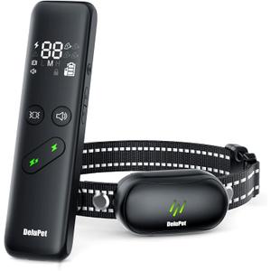 Delupet Dog Shock Collar - Electric Dog Training Collar with Remote 1600FT, Rechargeable E-Collar Waterproof Collars with 3 Training Modes, Security Lock for All Breeds, Sizes (1 Pack Black)