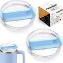 40 OZ Tumbler Lid Replacement Fit for Stanley Cup, 2 Pack Clear Replacement Lids Fit for Stanley Travel Tumbler, Spill Proof Tumbler Covers for Stanley Cup Accessories (Clear - Azure)
