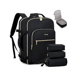 LOVEVOOK Carry On Travel Backpack For Women Men Flight Approved, 40L Personal Item Backpack for Airplanes, Business Weekender Overnight Daypack Fits 17 Inch Laptop, With 2 Packing Cubes, Black