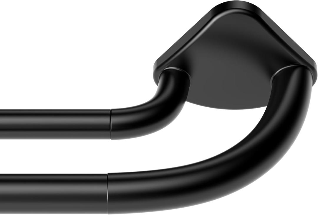 Blackout Wrap Around Double Curtain Rod, 48-84" Telescoping Industrial Drapery Rod, 3/4" Diameter Room Darkening Double Rod for Bedroom & Living Room, Easy Installation, Matte Black