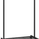 SONGMICS Clothes Rack with Wheels, Clothing Rack for Hanging Clothes, 25.4 mm Metal Garment Rack with Dense Mesh Storage Shelf, 110 lb Load Capacity, 2 Brakes, Black UHSR25BK