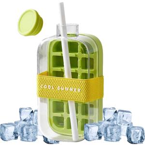2-in-1 Ice Cube Tray and Storage Container, 18 Cubes, Ice Cube Tray with Lid and Bin,Ice Cube Trays for Freezer,Stackable with Storage Iced Bucket Kits, for Soup, Food, Cocktail, Coffee
