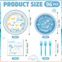 Beach Bachelorette Party Decorations - 96 Pcs Last Toast on The Coast Tableware Set, Disposable Blue Bachelorette Paper Plates Napkins Forks, Bridal Shower Decor Supplies, Serves 24 Guests