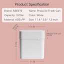 Bathroom Trash Can with Press Top Lid, 3.2 Gallon Slim Garbage Can for Kitchen Cabinet, 12L Dogproof Wastebasket Trash Bin for Office, Bedroom, Living Room, Home Countertop - White