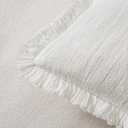 MIULEE Decorative Throw Pillow Covers Neutral Linen Fringe Throw Pillows Set of 2 White Boho Farmhouse Cushion Covers with Tassels for Couch Sofa Bed Living Room Home Spring Decor 18x18 Inch, White, 2