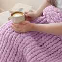 Mellobello Jumbo Chunky Yarn for Hand Knitting - Super Thick Chenille Chunky Yarn for Crocheting - Extra Soft Bulky Fluffy Blanket Big Yarn 8 Jumbo Pack (27yds,8 oz Each Skein) Purple