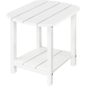 LZRS Double Adirondack Side Table, Outdoor Side Tables, End Tables for Patio, Backyard,Pool, Indoor Companion, Easy Maintenance & Weather Resistant(White)