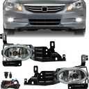 Fog Lights - Front Fog Lamps Assembly Compatible with 2011-2012 Honda Accord Sedan EX EX-L HFP LX SE - Fog Light Replacement Kit with Clear Lens, Bulbs, Switch, and Wiring Harness