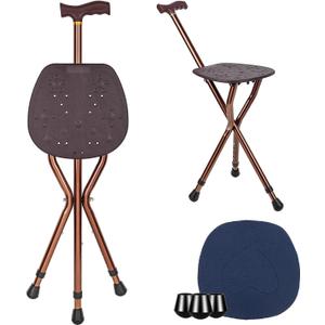 Cane with Seat for Men 265 lbs Capacity, Large Seat Board Height Adjustable Foldable Walking Cane with Seat, Cane and Chair Dual-use for Elderly Men, Adults and Convalescent People