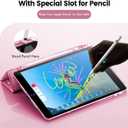 INFILAND for iPad 9th/8th/7th Generation Case 2021/2020/2019 10.2 inch, Glitter Slim Protective Cover with Clear Back, Pencil Holder for Kids Girls for iPad 7/8/9 Gen, Pink