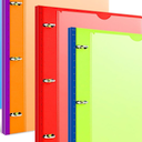 INFUN Telescoping 3 Ring Binder - 2PCS, Flexible Round Binder with Customizable Front Cover and Clear Catalog Pocket, Holds 8.5x11 inch Paper- Green, Red, Orange, Blue (0.75 Inch)