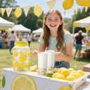  2 Piece Lemon Plastic Drink Dispenser and 40 Pcs Lemon Paper Party Cups 1 Gallon Iced Beverage Dispenser Tea Jar with Spigot and Carrying Lid Clear Dispenser for Lemonade Stand Lemon Juice Tea Beer