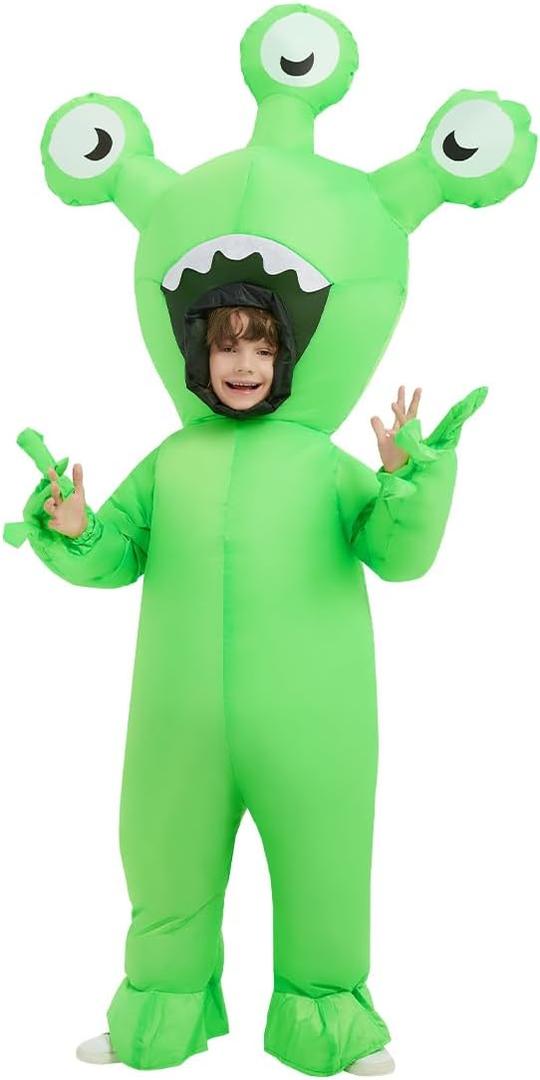 COMIN Halloween Inflatable Alien Costume Kids Cosplay Costumes Funny Ride on Blow Up Costumes Alien Suit for Teens (55'')