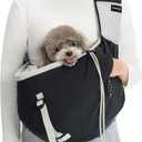 Small Dog Cat Sling Carrier - Soft Lightweight Fabric with Pockets for Shopping Convenience, Safety Harness Clips, Airline Check-in Approved,Comfortable Pet Carrier for Small Dogs Cats (Up to 19 lbs)