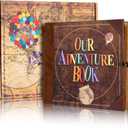 Our Adventure Book Scrapbook Photo Album,DIY Travel Memory Journal & Photo Book for Couples,146-Page Retro Scrapbook for Anniversary, Wedding, Valentines Day,8.9 x 7.7