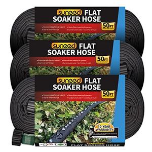 2 Pack Flat Soaker Hose 50 ft for Garden Beds, Cloth Soaker Hose 150 ft for Efficient & Effective Watering of Plants – Garden Soaking Drip Hoses Heavy Duty & Easy to Install (50FT 2Pack)