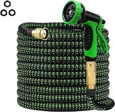 100 ft Expandable Garden Hose, Lightweight Expanding Water Hose with 10 Function Nozzle, 3/4" Solid Brass Fittings, 5-Layer Latex Core, No-Kink Flexible Retractable Hose for Patio, RV, Car Washing
