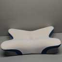 Cervical Pillow for Neck Pain Relief - Ergonomic Neck Pillow for Sleeping Contour Memory Foam Pillows for Neck Support, Orthopedic Bed Pillow for Side Back Stomach Sleepers (White & Blue)