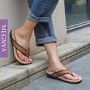 MEGNYA Womens Orthopedic Sandals with Arch Support, Summer Plantar Fasciitis Flip Flops for Flat Feet, Comfortable Cushioned Foam Slippers for Outdoor Beach (8, W2-brown)