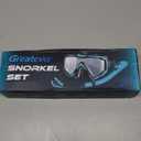 Greatever Snorkel Set Pano 3 Window Snorkel Mask Adult, Panoramic Wide View, Anti-Fog Scuba Diving Mask, Anti-Leak Snorkel Goggles Dry Top Snorkel, Professional Snorkeling Gear for Adults (Black Silver)