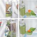 Bird Feeder Water Dispenser Set, Automatic Cage Feeder with Perch for Seed Parakeet Canary Cockatiel Finch Budgies Cage Accessories (Green)