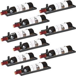 Metal Wall Mounted Racks, Hanging  Bottle Display Organizer Holder with Screws, Beverages  Bottles Storage Shelf for Home Kitchen Bar Decor (Black 9)