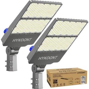 LED Parking Lot Light 300W, UL Listed 45,000LM 6500K Light with Dusk to Dawn Photocell, Adjustable Slip Fitter Mount, IP66 Waterproof, Commercial LED Area Security for Parking Lot, Roadway, 2 Packs