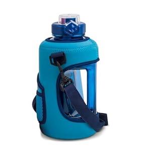 Hydragear Studio Sport Jug with Neopreme Sleave, Easy-Carry Strap, and Leak-proof Straw Lid - 54 Oz - Isle