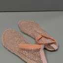 Ultra Comfortable Mesh Flats for Women Fishnet Sandals Low Heel Slip on Rhinestone Shoes (8, Pink)