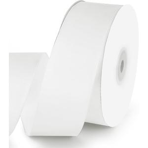 KMER LIFE 1-1/2" Wide x 50 Yards White Single Faced Polyester Satin Ribbon - Perfect for Wedding Decor, Wreaths, Crafts, Gift Wrapping & Other Projects
