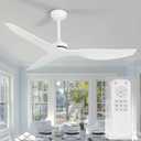 Ceiling Fans without Light,52 Inch Ceiling Fan with Remote Control,3 Reversible Blade,White Ceiling Fan for Bedroom, Living Room,Hallway