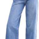 EMMIOL Baggy Straight Leg Jeans Women, Mid-High Rise Denim Pants, Y2K Vintage Distressed Stretchy Loose Fit with Large Pocket，Boyfriend Wide Leg Trousers Casual,Vintage Blue (Blue, XS)