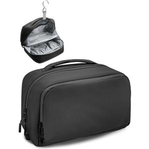 Large Hanging Travel Toiletry Bag for Men Women, 6L Dopp Kit Wide Open Cosmetic Makeup Bag Water-resistant Bathroom Shower Bags for Toiletries, Grooming, Shaving Organizer Bag (Medium, Black)