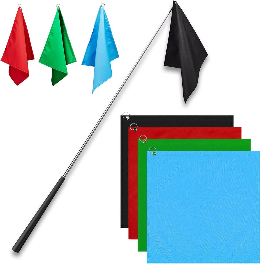 Equestrian Training Flag 4 Pieces Equestrian Training Equipment Nylon Flag with Flagpole (Red, Black, Green, Blue)