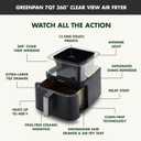 GreenPan Clearview Extra Large 7QT Air Fryer, 360 Clear Window, PFAS-Free Ceramic Nonstick Drawer and Tray, Heat to 400F, 13-Presets, Shake Reminder, Keep Warm, Delay Start, Dishwasher Safe Parts