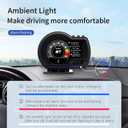 wiiyii obd2 Gauge Display Heads up Display for Cars Car HUD Head Up Display P6, OBD+GPS Smart Gauge, obd2 Speedometer with Speed,RMP,Water Temperature,Overspeed Alarm,Works Great for Most Cars