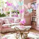 3D Hanging Butterfly Decorations, Butterfly Birthday Party Decorations, 4 Pcs Crepe Paper Butterfly Hanging Decorations for Girls, Women, Flower Garden Party Decorations